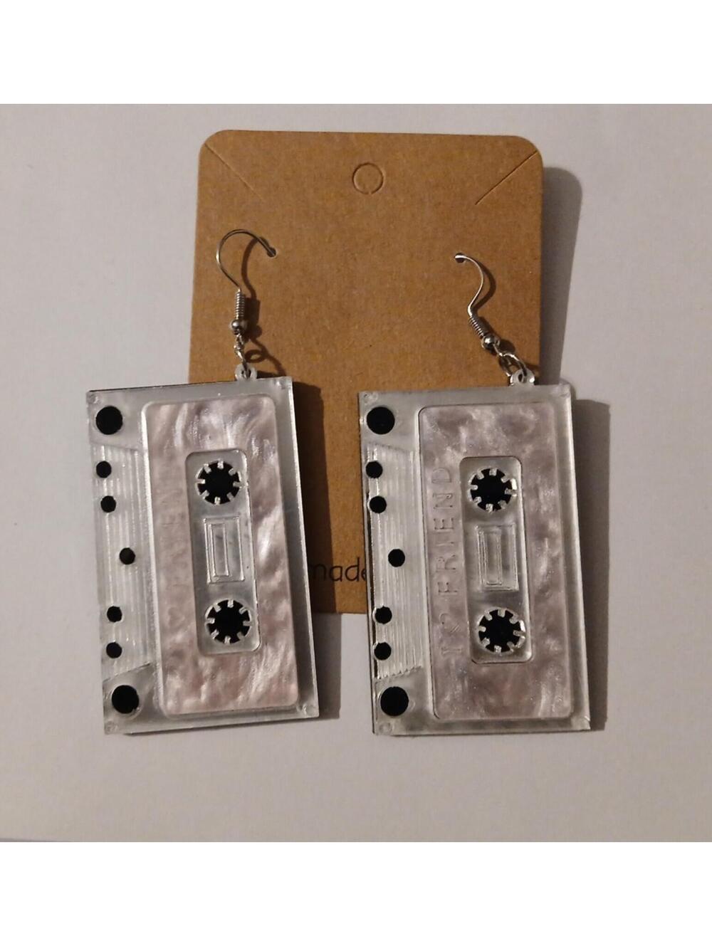 Retro Cassette Tape Earrings - Unique Handmade Jewelry Y2K